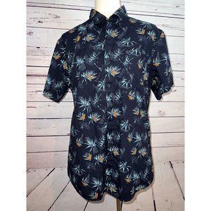 Molokai Surf Co Short Sleeve Button Front Shirt Black‎ Large Hawaiian Tropical